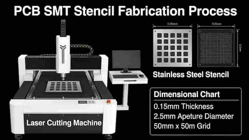 Laser cutting process for PCB SMT stencil precision fabrication