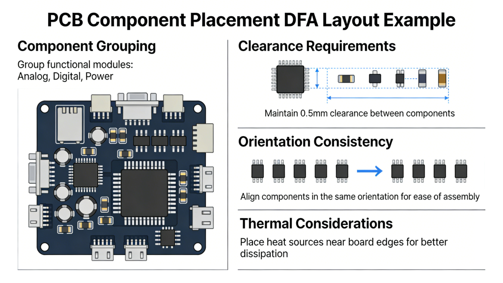 PCB DFA component placement pad design solder mask