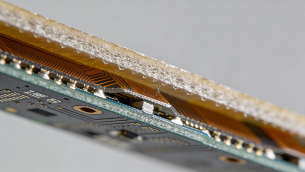 Flexible PCB coverlay and stiffener protective materials