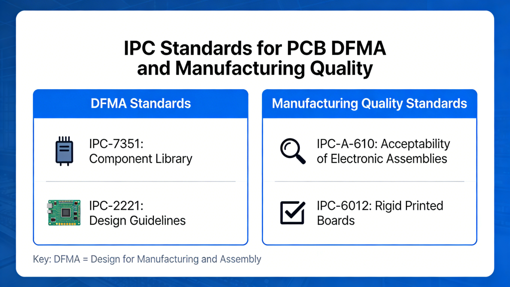 IPC standards for PCB DFMA and manufacturing quality