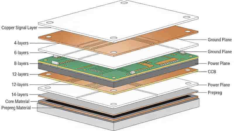 Multilayer PCB stackup basics core prepreg copper layers structure