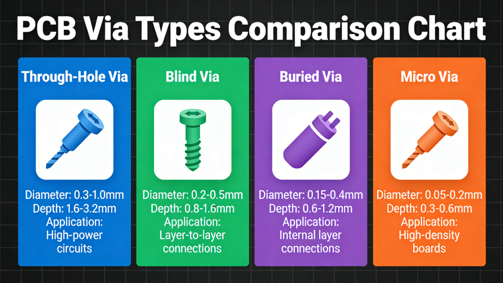 Blind PCB via connecting outer to inner layers