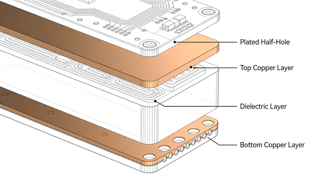 Plated Half Hole PCB Structure Diagram