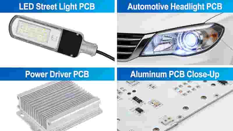 Aluminum PCB industrial LED automotive power applications