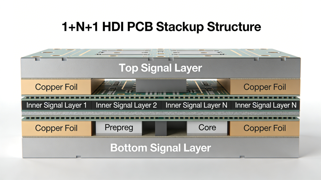 1+N+1 HDI PCB stackup structure
