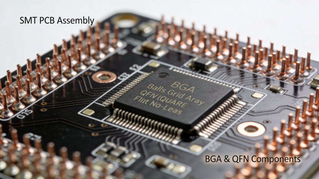 Fine-Pitch SMT PCB Assembly with BGA QFN Components