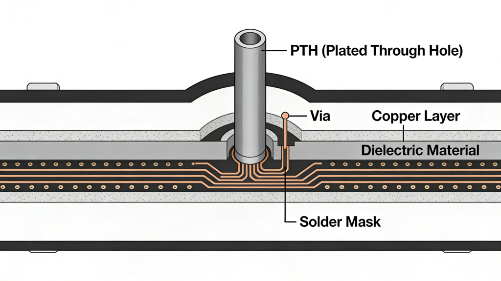 Plated Through Hole PTH Structure in PCB