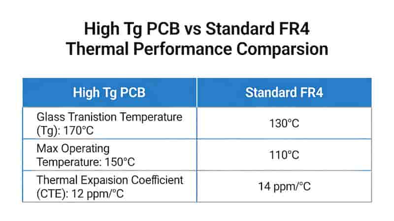 High Tg PCB Thermal Stability and CTE Comparison Chart