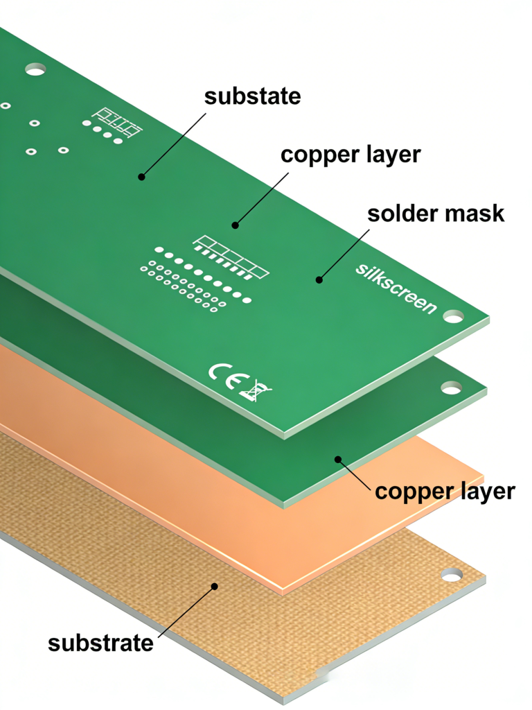 Single Layer PCB Structure Diagram Single Sided PCB Layer Composition
