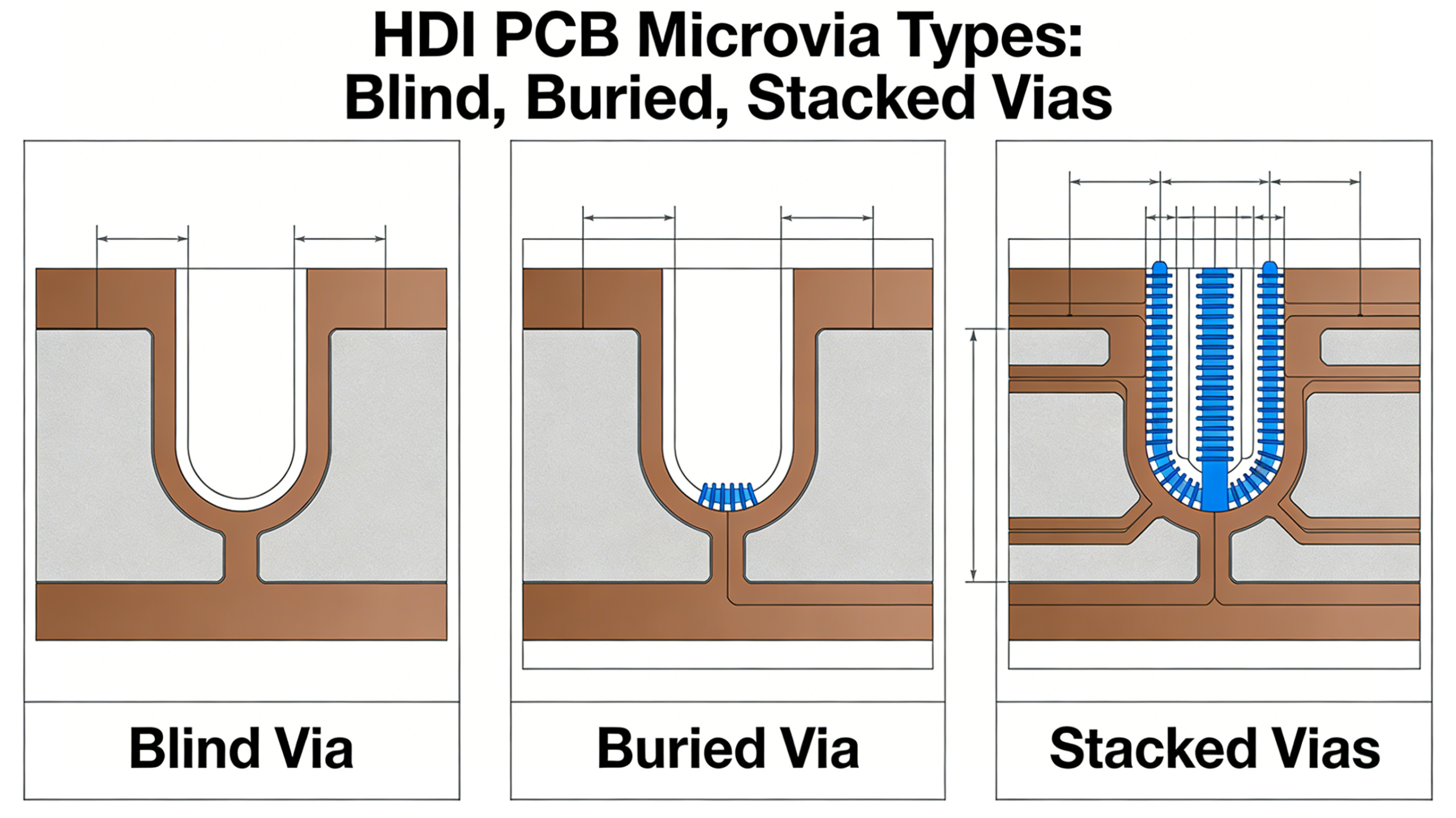 HDI PCB Microvia Types: Blind, Buried, Stacked Vias