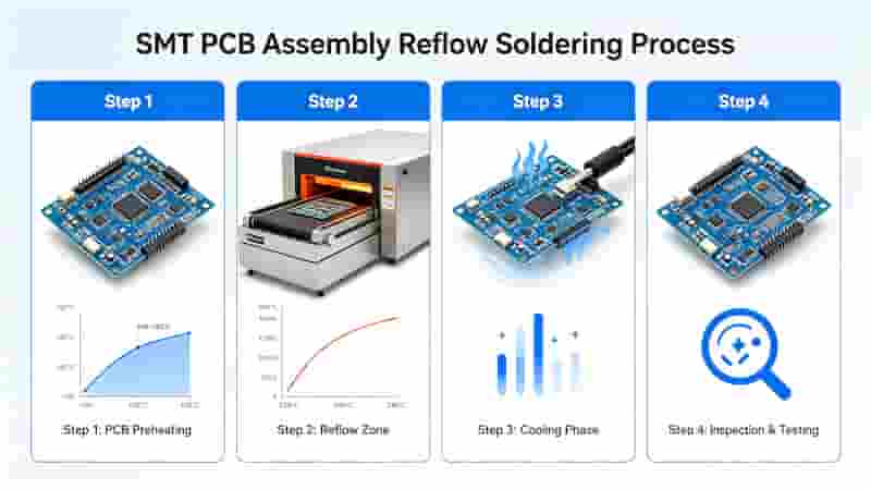 Reflow soldering process for SMT PCB assembly