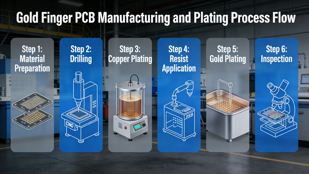 Gold Finger PCB Manufacturing and Plating Process Flow