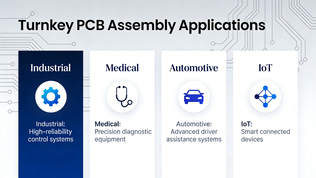 Turnkey PCB Assembly Applications Industrial Medical Automotive IoT