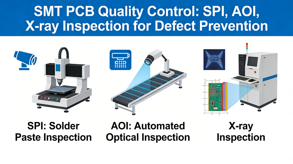 SMT PCB Quality Control: SPI, AOI, X-ray Inspection for Defect Prevention