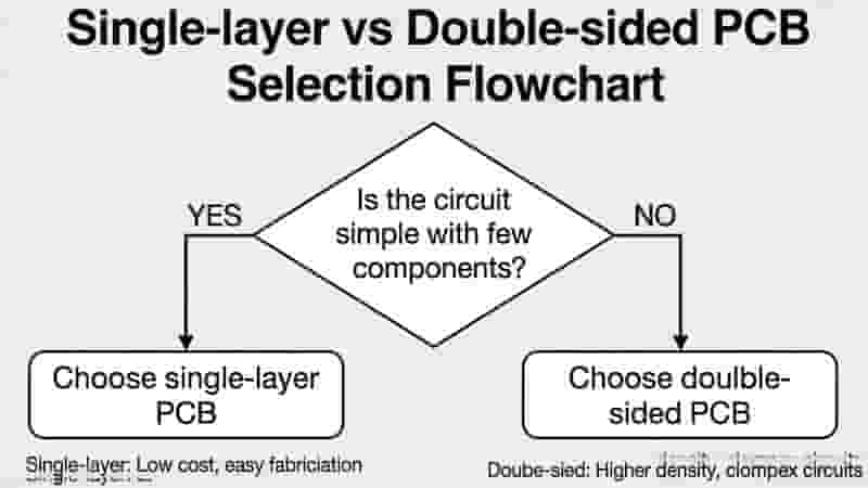 Single-layer vs double-sided PCB selection flowchart for engineers and buyers