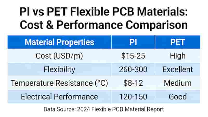 PI vs PET flexible PCB materials comparison