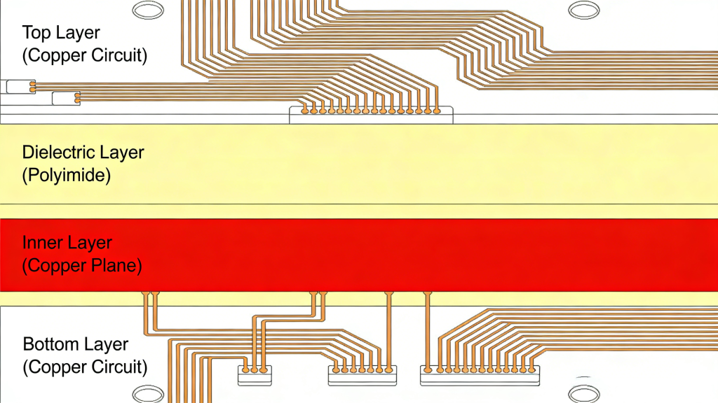 Multilayer Flexible PCB 4 to 16 Layer Cross Section Structure
