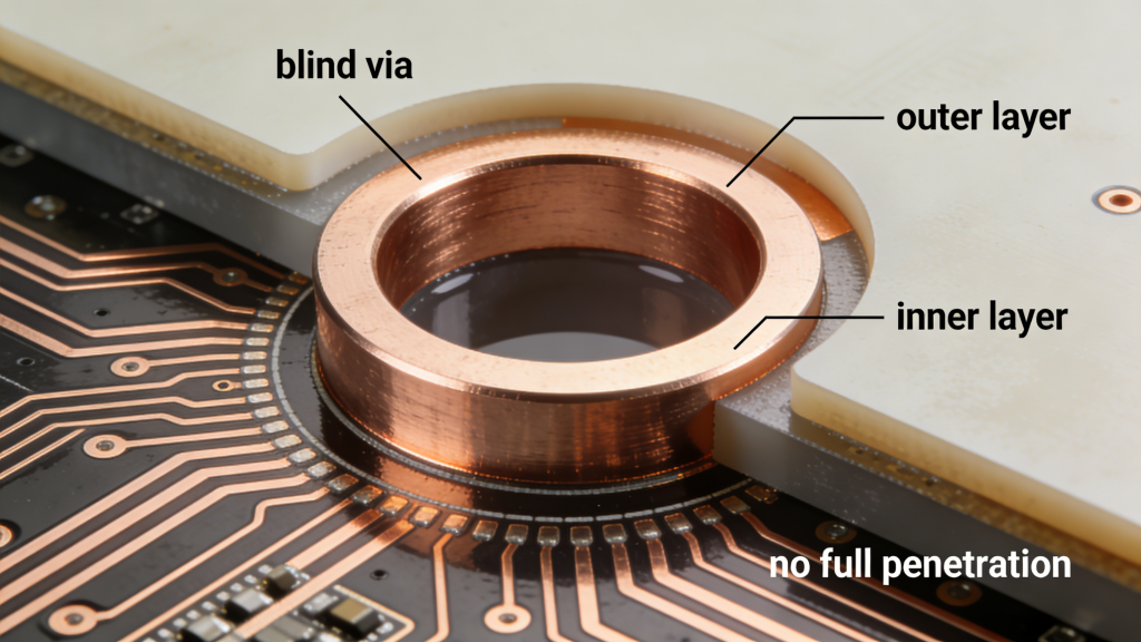 Buried via inside PCB connecting internal layers only