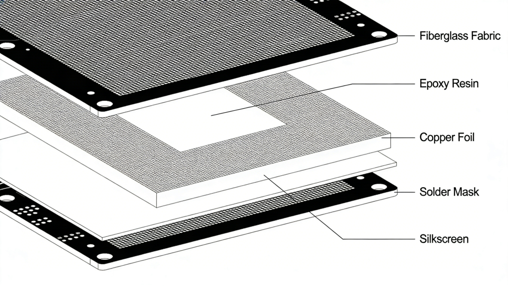 FR-4 PCB material structure fiberglass epoxy laminate