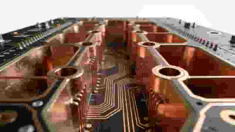 3D structure of PCB via showing copper plating and interlayer connections