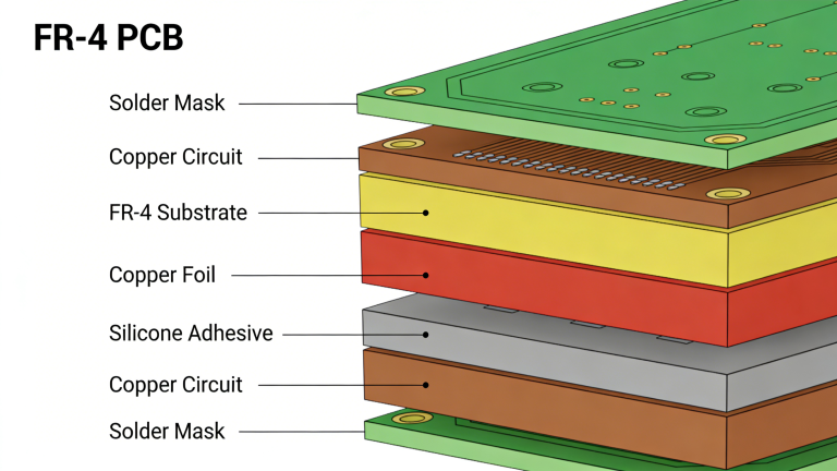 FR-4 PCB laminate structure cross section