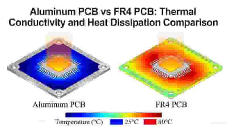 Aluminum PCB and FR4 PCB thermal conductivity and heat dissipation effect comparison
