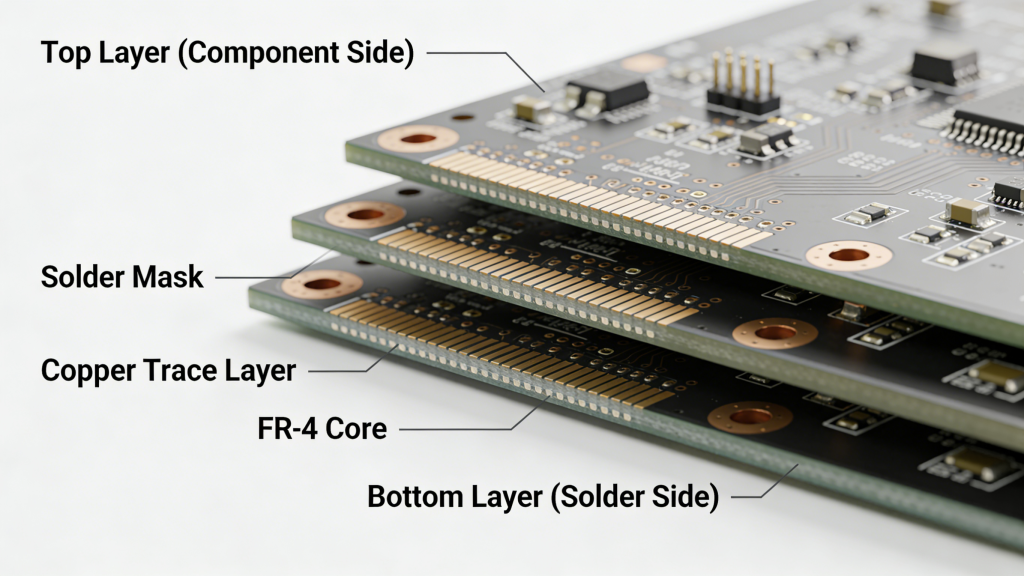 Double Sided PCB Stack Up and Layer Construction