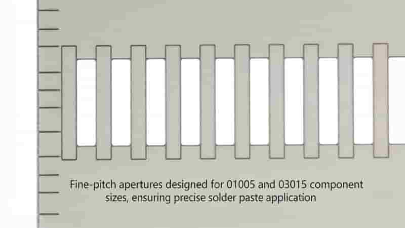 Step Down Stencil for Fine Pitch PCB Components 01005 03015