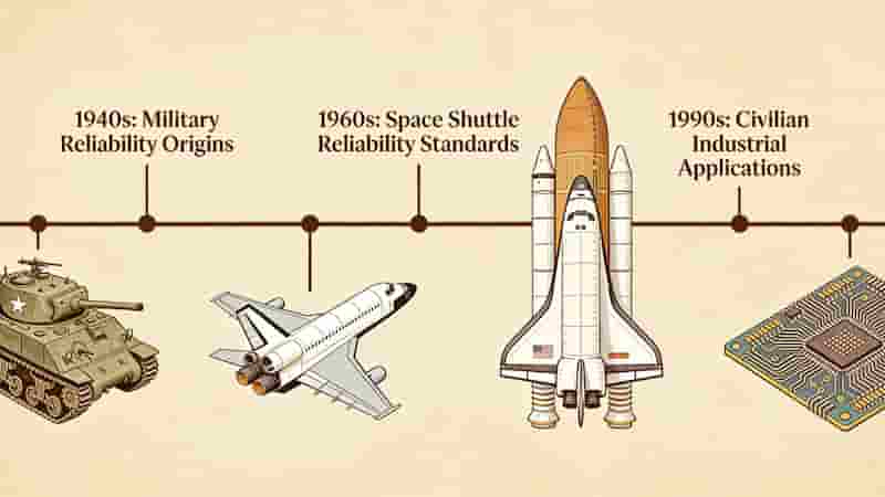 History and evolution of reliability engineering from military to civilian industry