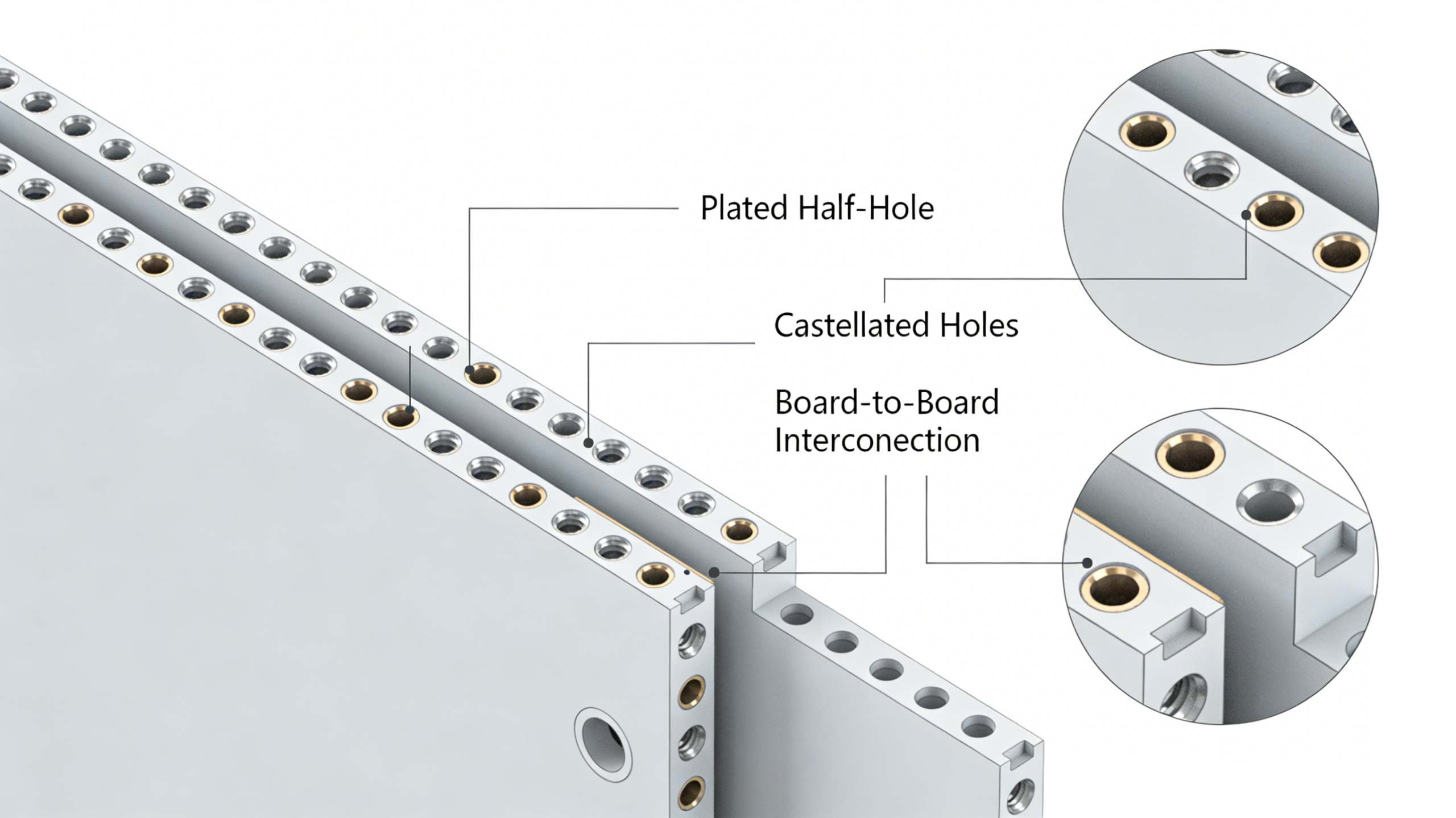 Plated Half-Hole PCB Overview Castellated Holes