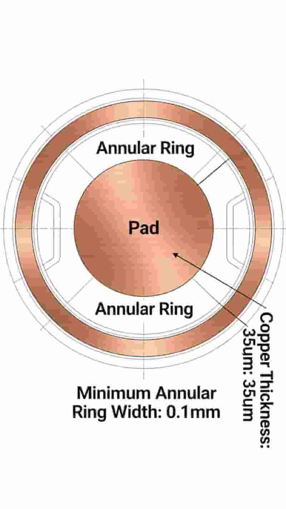 PCB pad design and annular ring requirements for reliable manufacturing