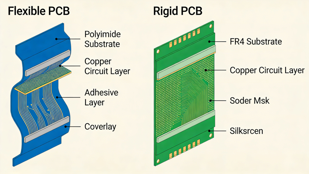 Flexible PCB layer structure diagram polyimide copper trace