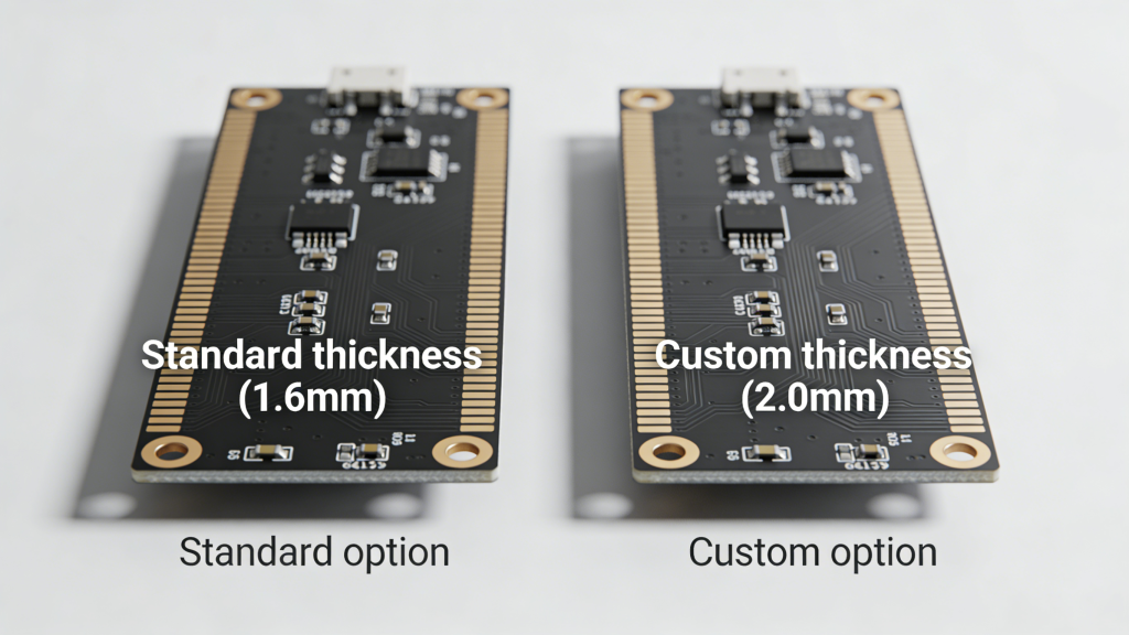 PCB thickness comparison standard vs custom options