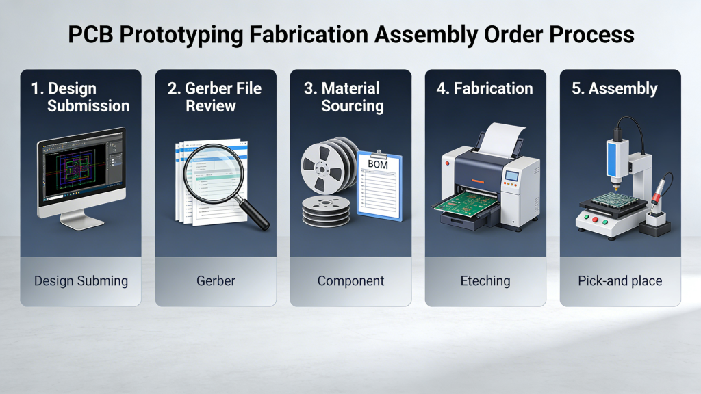PCB Order Process Flow for Prototyping Fabrication Assembly