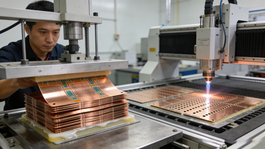 Multilayer Flexible PCB Lamination Laser Drilling HDI Process