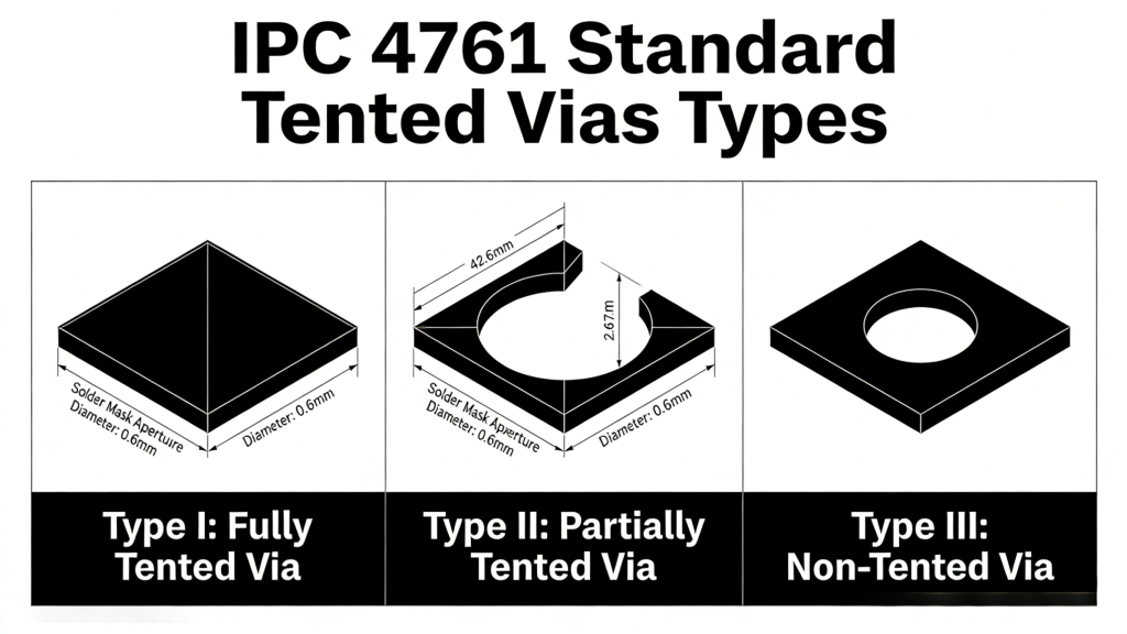 Tented vias PCB design rules DFM guidelines