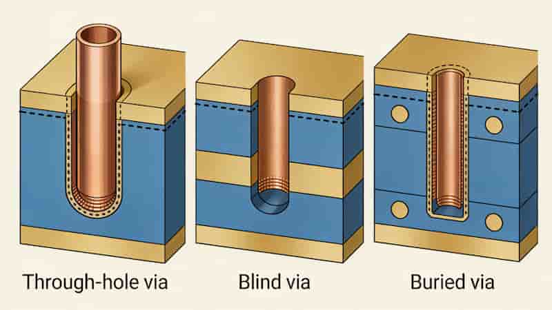 Different Types of Vias in PCB Design