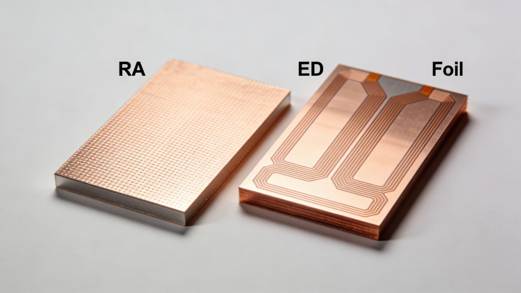 RA and ED copper foil for flexible circuit board conductors