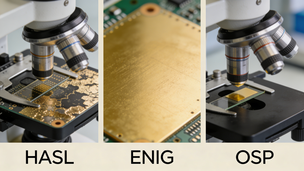 Common types of PCB surface finish HASL ENIG OSP comparison
