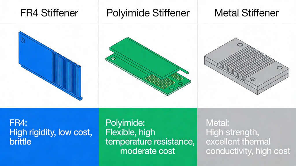 Flex PCB Stiffener Materials FR4 PI Metal