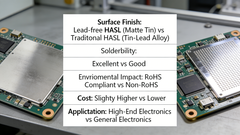 Lead-free HASL vs traditional HASL PCB surface finish comparison