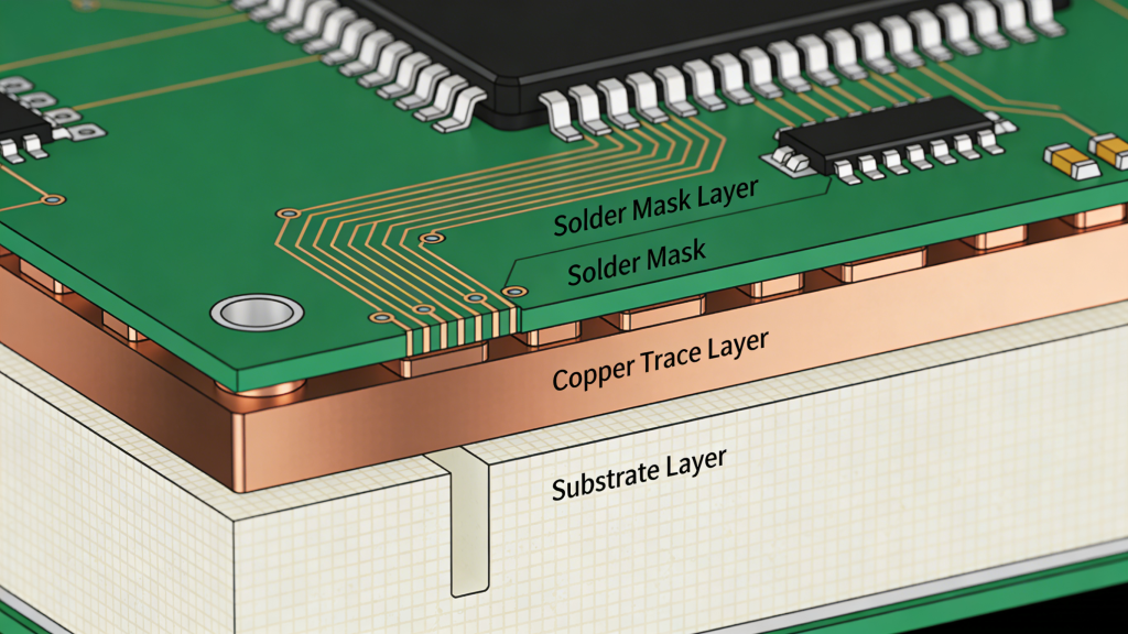 PCB Solder Mask Cross Section Structure Diagram