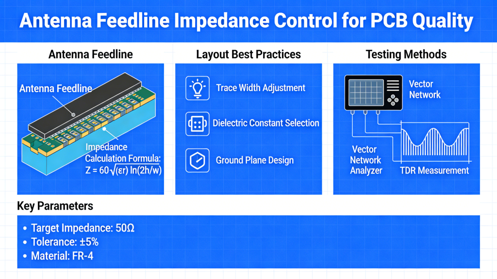 Antenna feedline impedance control for PCB quality