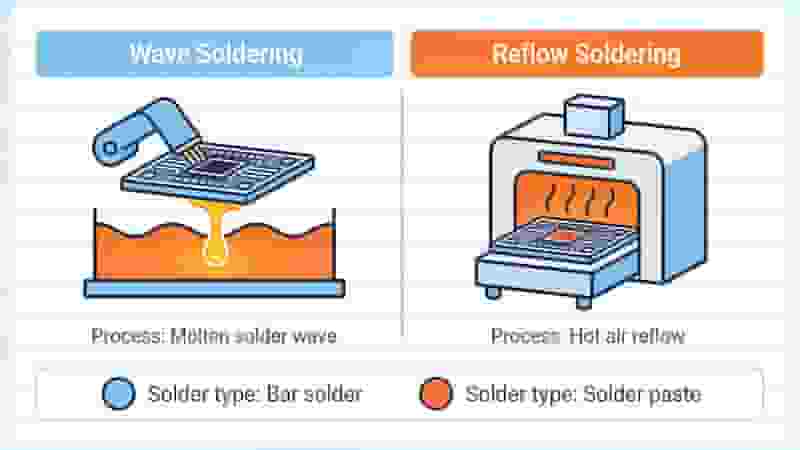 Reflow vs wave soldering comparison for PCB assembly