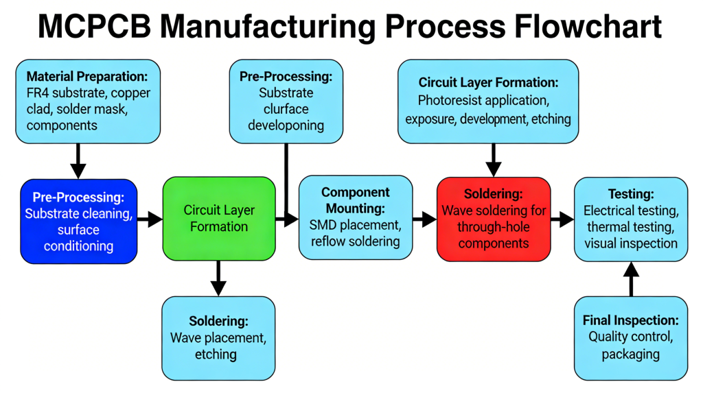 Metal Core PCB Production Process Flowchart - Step-by-Step Manufacturing