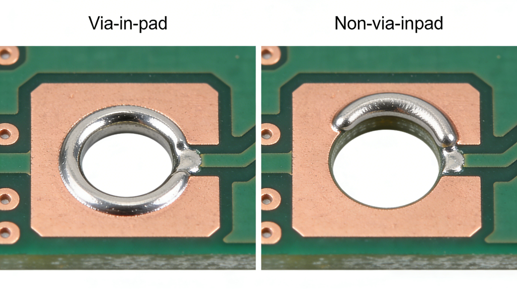 Resin-filled via-in-pad manufacturing process flow for PCB production