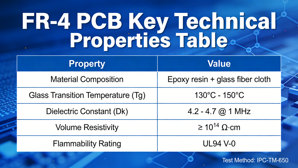 FR-4 PCB key technical properties Tg DK Df CTI table