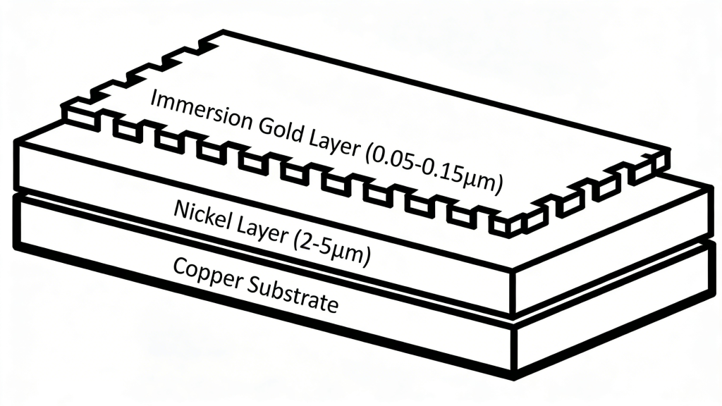 ENIG PCB layer structure: copper, nickel, immersion gold