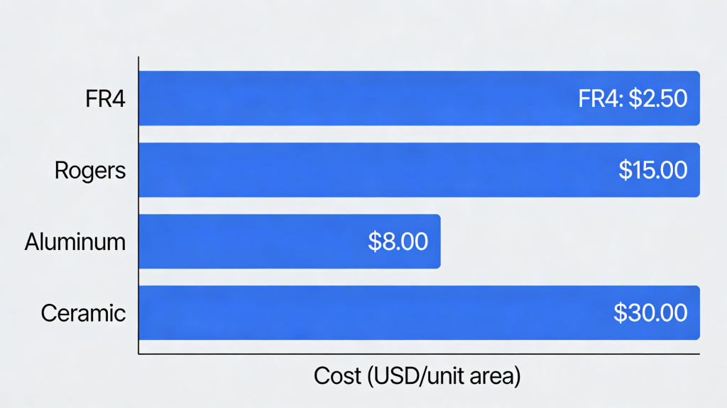 PCB Material Cost Comparison FR4 Rogers Aluminum Ceramic