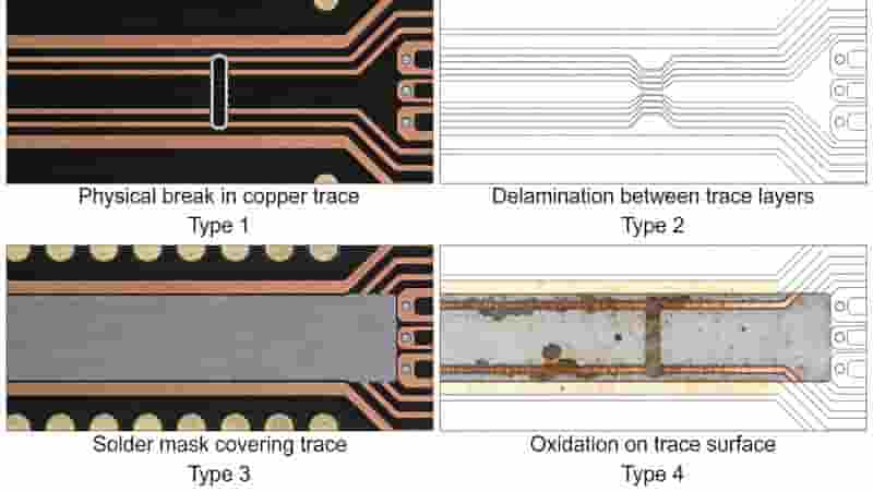 4 Types of PCB Open Circuit Diagram Repeated Gap Vacuum Scratched